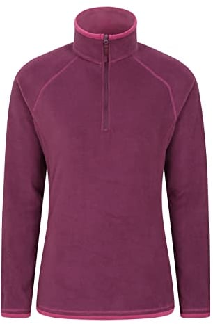 Mountain Warehouse Montana Womens Microfleece - Breathable Ladies Sweater, Quick Drying Pullover, Warm Fleece Jacket, Half Zip - For Spring Summer, Travelling, Outdoors Berry Women's Size 12