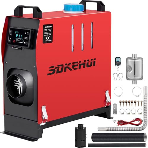 SDKEHUI 12V 8KW Riscaldatore ad‘Aria Diesel, Riscaldamento da Parcheggio con LCD, Riscaldatore all in One (Rosso, (Uscita d'Aria Singola))