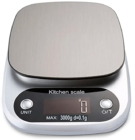 RevolutionLine - Báscula digital de cocina | Funciona con 3 pilas AAA | Alta precisión y resolución LCD | Báscula electrónica inteligente y de alto rendimiento | Fácil de limpiar | De 0,1gr a 3kg