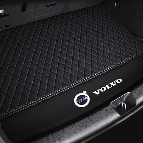 NGANOH Auto Leder Kofferraummatte für Volvo V60 Ⅱ Estate 2018-2023, Wasserdicht Antirutsch Kofferraumwanne Schutzmatte, Flacher Stil Kofferraummatte,A Black