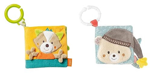 Fehn Fühlbuch Fuchs - Buggybuch aus Stoff mit Waldtier Motiven & Soft Bilderbuch Bruno – Baby Fühlbuch aus Stoff mit Tier Motiven