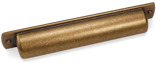 POVEFONK 10 Pack 5 inch(128mm) Antique Brass Kitchen Cabinet Handles Cabinet Cup Pulls Vintage Drawer Cup Pulls Aged Gold Bronze Kitchen Cabinet Hardware