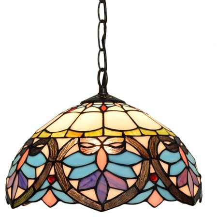 LED Esszimmer Pendelleuchte Vintage Tiffany-Stil Retro Antik Esstisch Deko Leuchte Hängelampe Höheverstellbar Küchenlampe Pendellampe Wohnzimmerlampe Hängeleuchte Schlafzimmer Loft Cafe Bar,Φ30cm