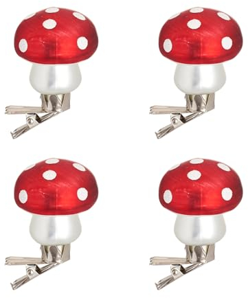 Sass and Belle Set of Four Clip on Mushroom Christmas Decorations