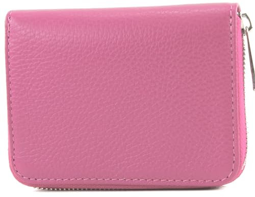 modamoda de - P04 - ital. Damen Portemonnaie Echtleder kurz, Farbe:Candy Pink