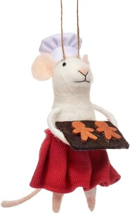 Sass & Belle Mary Baker Maus Hängedekoration, Hängedekoration, Weihnachtsspaß, Polyester, Wolle, Schaumstoff, Weihnachtsspaß