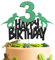 Dinosaur Party Cake Toppers for Boys' 3rd Birthday - Cartoon Themed Dinosaur & Happy Birthday Toppers