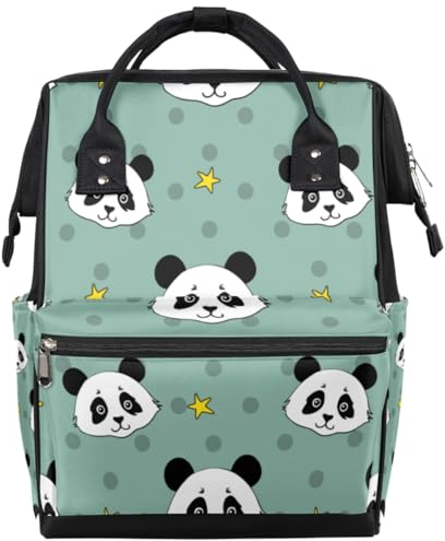 Tavisto Wickeltasche mit Ölgemälde, Libellen-Druck, multifunktional, wasserdicht, große Wickeltaschen, Panda und Stern, Panda und Stern
