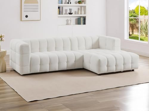 Pascal Morabito - Ecksofa - Ecke rechts - Bouclé-Stoff - Elfenbeinweiß - LERICI