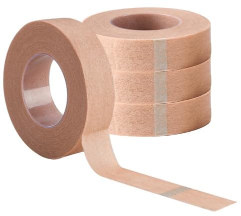 4pcs Micropore Surgical Tape Adhesive Medical Flexible Skin Tape Breathable Gauze Bandages Earring Cover Up Tape for pe Kids Wound Dressings Eyelash Extension Injuries Swelling Sports 1.25cm x 9.14m