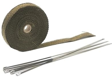 Hitzeschutzband Thermoband for Auspuffhüllenisolator, Glaswolle-Isolierung, 5 cm x 5 m, 10 m, 15 m, 20 m, widerstandsfähige Edelstahlbänder aus Glasfaser Auspuff Dichtband ( Color : 5x5 Titanium )