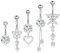 Eyezeeption 5 Stück Bauchnabelpiercing Chirurgenstahl 10mm 12mm Stablänge Silber Mit Perlen Strass Titan Clip - Geschenk für Frauen Schmuck