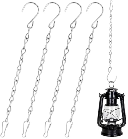 ZEYIYER Blumenampel Kette 4 Stück Kette für Blumenampel 24 cm Kette zum Aufhängen, Metall Ketten Aufhängen für zum Aufhängen Blumentöpfe Laternen Billboard Garten Aufhängen Vogelhäuschen(Weiß)