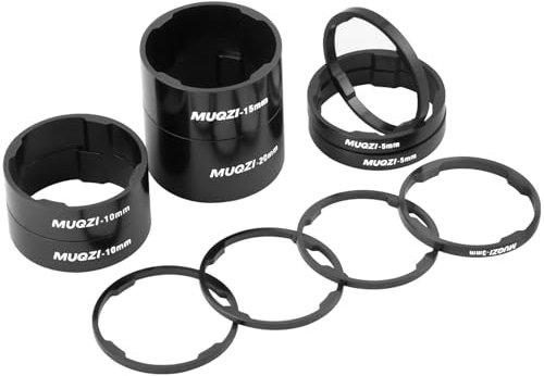 MUQZI 11 Stück Fahrrad Ahead Vorbau Spacer 1/8 MTB Headset Spacer Aluminium MTB Distanzscheiben Fahrradgabel Steuersatz Spacer für Rennrad, Schwarz