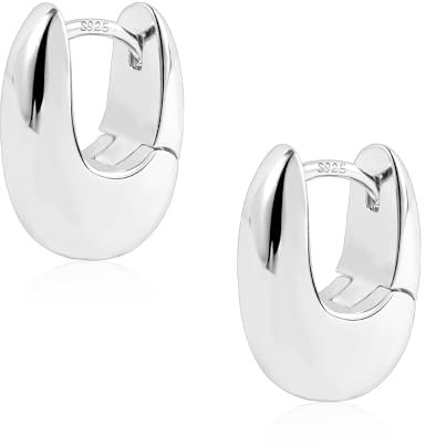 Silber 925 Creolen Ohrringe Kleine Damen, ASH'S CHOICE Silber 925 Ohrringe Oval Creolen Klobig Dick Leicht Breite Chunky Ohrringe Silber 925 Knorpel Huggie Kreolen Mini Kleine Creolen Damen Frauen