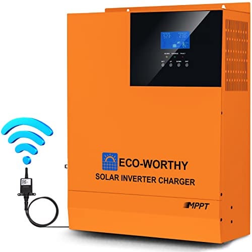 ECO-WORTHY 5000W 48V All-In-One Solar Hybrid Inverter with Built-in 80A MPPT Charge Controller and 5000W Pure Sine Wave Inverter for Camper,Home,Shed,Solar Panel System