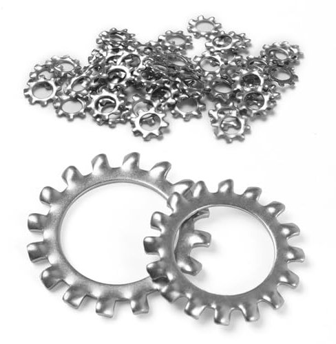 BOUMVID Arandelas de Seguridad Dentadas Externo M8 x 15mm, 50 Piezas Arandelas Dentadas Externas, 304 Acero Inoxidable de Arandela Bloqueo, Arandela de Resorte de Onda