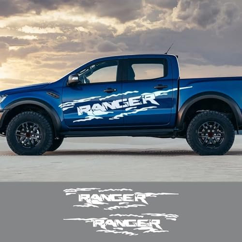 YDIOWBKLO 2 STÜCKE Offroad-Auto-Styling Türseiten-PVC-Aufkleber, Für Ford Ranger Raptor Pickup Auto-Vinyl-Karosseriedekor-Zubehör