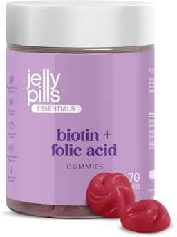 Jelly Pills Gommose Biotina 10.000 mcg + Acido Folico & Zinco – 60 Gommose Vegane – Senza Zuccheri Aggiunti – Gusto Lampone – Crescita Capelli & Prevenzione Caduta