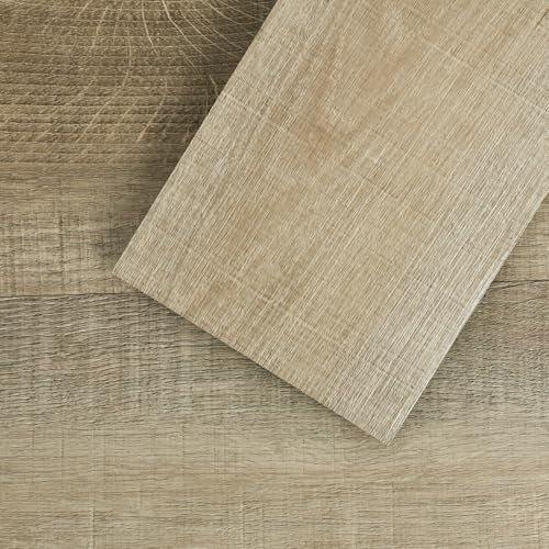 MULGREAT Peel and Stick Vinyl Flooring, 16Pieces Floor Tiles Self Adhesive Waterproof Wood Grain Planks, DIY for Bedroom, Kitchen, Khaki