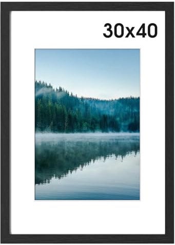 COMPOLICY 30x40 cm Bilderrahmen Schwarz Bilderrahmen Holz rahmen 30x40 Standing and Wall-mounting Capabilities Posterrahmen Für Fotos, Bilder, Poster 3040 picture frame