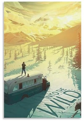 JANSD Filmposter Into The Wild, Poster, Leinwand, Wandkunst, Ölgemälde, Dekoration, 20 x 30 cm