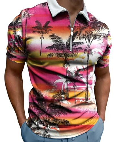 Poloshirts für Herren Sommer Kurzarm Slim Fit Sports Oberteile Lässig Polohemd Umlegekragen Leichte Shirts mit Reißverschluss Polo Shirts Herren Shirt Men Viking
