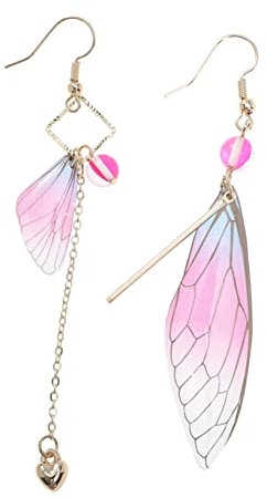 Homoyoyo 1 Paar Schmetterlingsohrringe Nasenstecker Schmetterlinge Baumeln Ohrringe Libellenflügel Ohrringe Brauttropfen Feenflügel Für Frauen Doppelt Quastenohrringe Ohrring Plastik Rosa