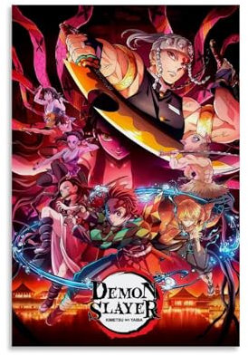 Demon Poster Slayer Fantasy Comic Vintage Anime Für Zimmer, Ästhetische Leinwand-Wandkunst, Schlafzimmer-Dekor Poster 16x24inch(40x60cm)