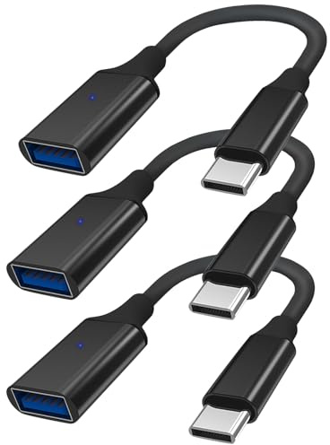 GARRULAX 3 Pack USB C to USB 3.0 Adapter, Type C Male to USB Female OTG Cable Thunderbolt to USB Adapter Compatible with iPhone 16 15 Pro Max iPad MacBook Pro/Air 2023 2022 M1 M2 Galaxy S23