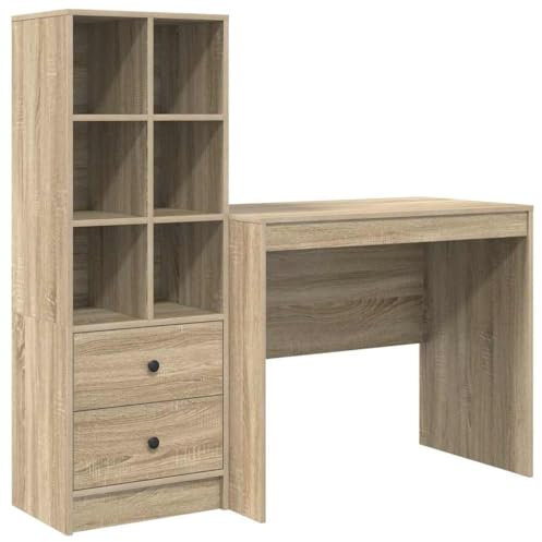 vidaXL Sonoma Oak Desk with Storage Space Material