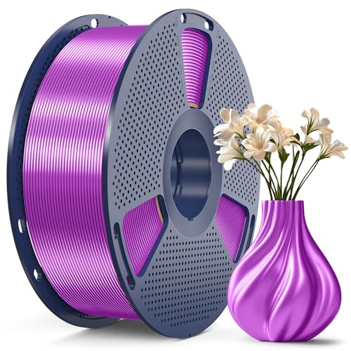 SUNLU PLA+ Silk Filament, Glänzendes Metallisches Seiden-3D-Filament 1,75mm, Hochfestes PLA PLUS 3D Drucker filament, 1KG Spule, Lila