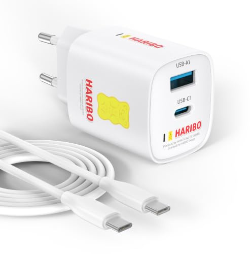 HARIBO 45W USB C Ladegerät für Samsung mit 1m Kabel 2-Port PD Netzteil | PPS-Schnellladen GaN Charger für iPad,Galaxy S26/S25/S24/S23/S22/Note20, iPhone 17/Pro/Pro Max/iPhone Air/16/15, Pixel