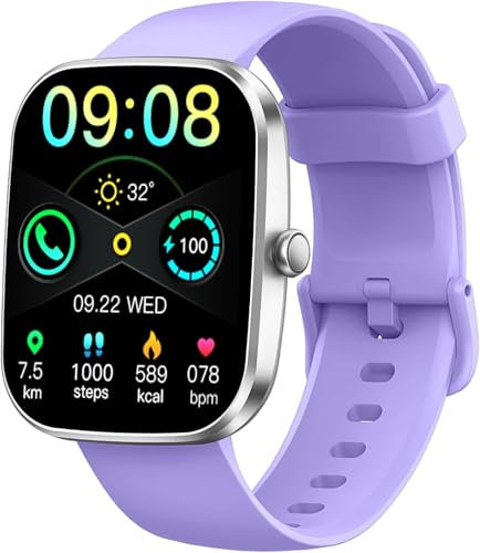 Montre Connectée Femme, 1,91 Montre Connectée avec Appel Bluetooth, Smartwatch Cardiofréquencemètre/Moniteur Sommeil/Podomètre, 110+ Modes Sportifs, IP68 Étanche Smart Watch pour Android iOS Violet.