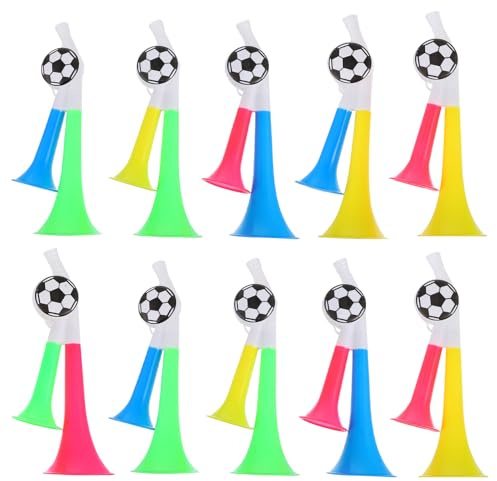 Supvox 10 Stück Teiliges Fußball Event Air Horn Laute Hand tröten als Cheerleading Requisiten Bunte Tragbare Fanfare für Sportveranstaltungen Festivals und Partys für Fußballfans und