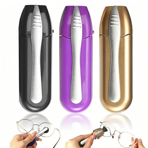 Glasses Cleaner Set,3Pcs Glasses Cleaner Lens Cleaning Tool for Reading Glasses Spectacles Sunglasses and Phone Screens Portable Microfiber Polishing Cloth (Black Purple Gold)