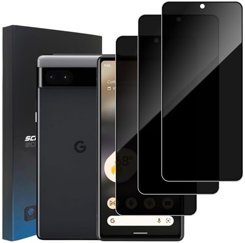 3 Pièces Protection D'écran Anti-Espion pour Google Pixel 6A, Dureté 9H Ultra Résistant Couverture Complète Film en Verre Trempé Protection D'écran pour Google Pixel 6A, Déverrouillage du Visage