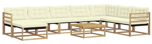 vidaXL Outdoor-Sofagarnitur 9 pcs Weiß und Creme 79 x 79 x 37 cm, Moderne Gartenmöbel, langlebiges Sofaset, entspannende Lounge, Sitzgelegenheit für Terrasse