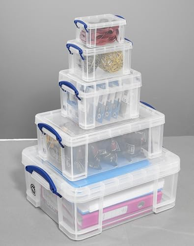 Really Useful Box Bonus Pack consisting of one Each of 9, 3, 1.6, 0.7 and 0.3 Litre Capacity Clear b