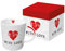 PPD with Love Trend-Henkelbecher, Kaffeebecher, Kaffee Tasse, Magnesiumporzellan, Grau/Rot/Schwarz, 350 ml, 602701
