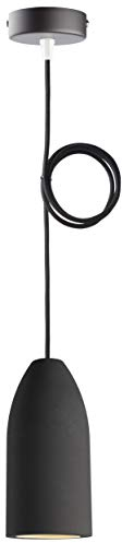 Buchenbusch urban design Betonlampe dark edition 7,5 x 16 cm, Deckenlampe einflammig, LED Pendelleuchte mit Textilkabel Schwarz, Hängelampe Esstisch Küche Wohnzimmer, Baldachin schwarz