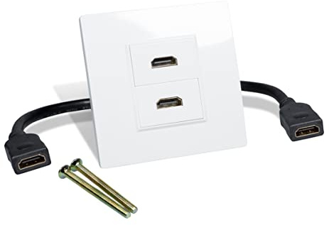 Eagle Twin HDMI Flush Mounted Wall Plate with Flying Lead Version 2.0 Full HD HDTV 4K 2160P And Screws for Home Cinema, AV Presentations, Pubs and Other Venues