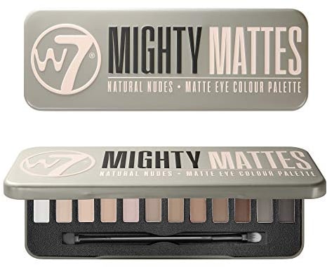 W7 Mighty Mattes Lidschatten-Palette – 12 natürliche nude Farben – makelloses, langanhaltendes Make-up