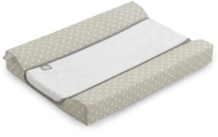 Funny Baby - Colchón Cambiador Bañera 53 x 80 cm | Impermeable, Desenfundable, Ergonómico y Seguro – Incluye una Toalla de Rizo de Algodón | Topos