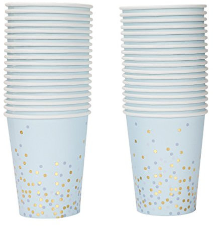 Geeklife Goldfarbene Pappbecher, glitzernde Goldfolie, Einweg-Pappbecher, 266 ml, für Hochzeit, Party, Cocktail und Jubiläumsessen (40 Stück, goldfarbene kleine Punkte)