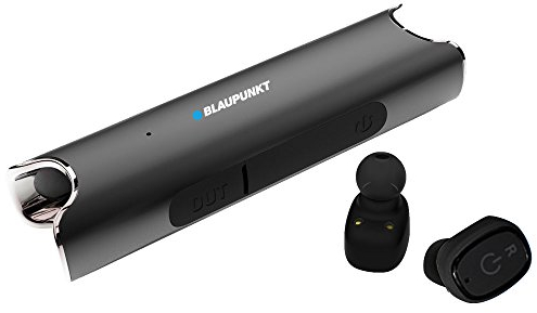 Blaupunkt BLP4710 Kopfhörer Earpods Bluetooth kabellos + Hülle Power Bank, wasserdicht IP67, schwarz