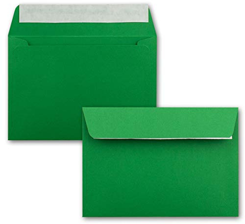 200x Briefumschläge Grün DIN C6 Format 11,4 x 16,2 cm - Haftklebung - Kuverts ohne Fenster - Weihnachten, Grußkarten & Einladungen - Für A6 & A4 Papier