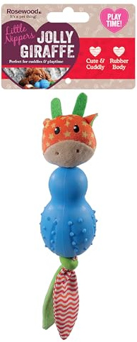 Rosewood Little Nippers Jolly Giraffe Puppy Toy – Enriching Soft Plush Dog Toy with Rubber Detail – Crinkle and Squeak Teething Toy for Puppies – Small Dog Chew Toy for Play and Comfort