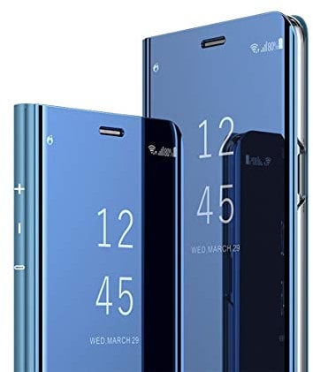 iPhone 11 Pro Hülle Clear View Standing Cover, Spiegel Handyhülle Schutzhülle Flip Case Schutz Tasche mit Standfunktion 360 Grad hülle für das Apple iPhone 11 Pro 5.8. Flip Mirror: Blue