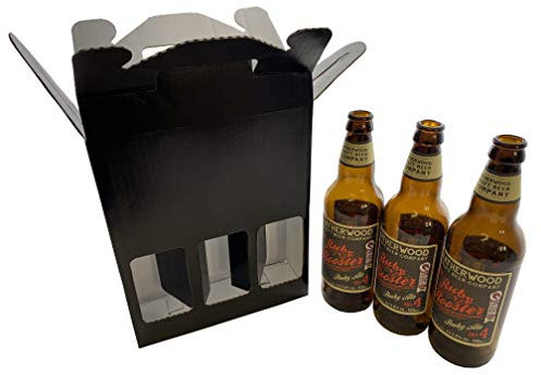 5 x Gloss Black Beer and Ale Bottle Box Carrier Holders Cardboard Gift Packaging Fathers Day Christmas 215mm x 70mm x 260mm